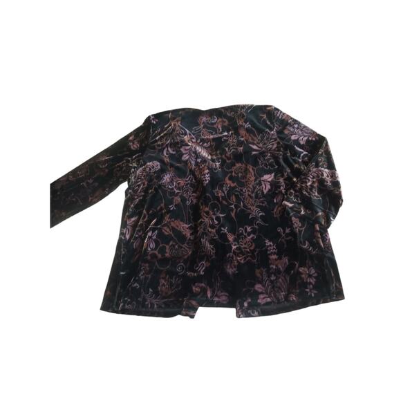 Womens Black Velvet Cardigan Tank Duet Top Laura Scott Floral Size L 14-16 - Picture 5 of 9